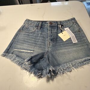 TGLA Youth Size 10 Distressed Denim Shorts Light Wash Button Fly